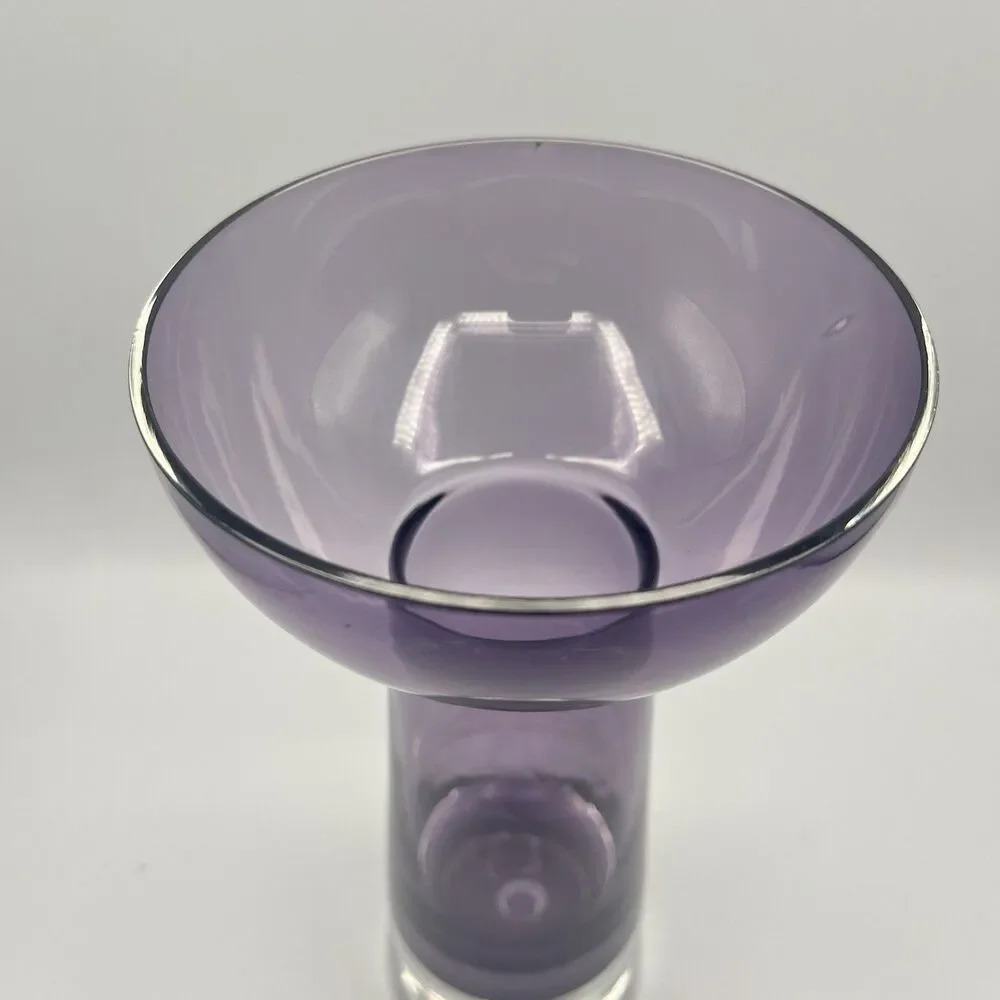 Krosno Poland Amethyst Art Glass Vase Candle Holder Suspended Bubble